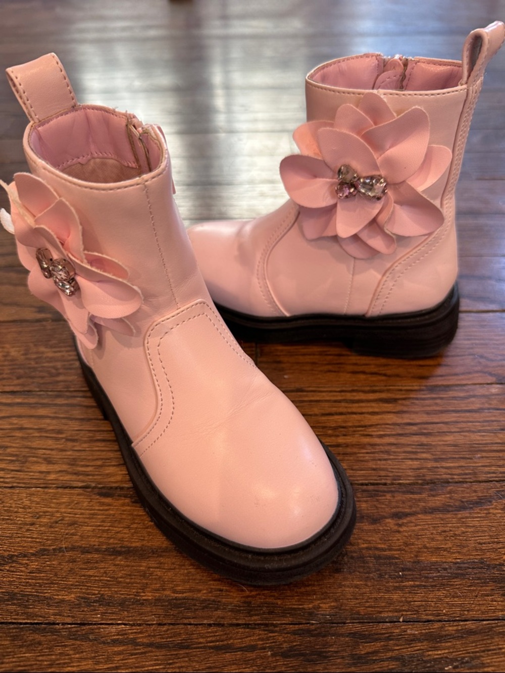 Girls' Steve Madden Pink Flower Accent Ankle Boots